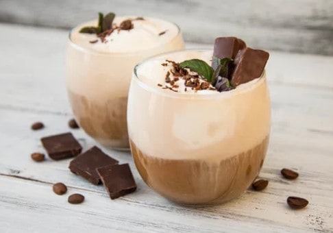 mocha cups with chocolate