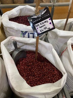 red kidney beans in a sack